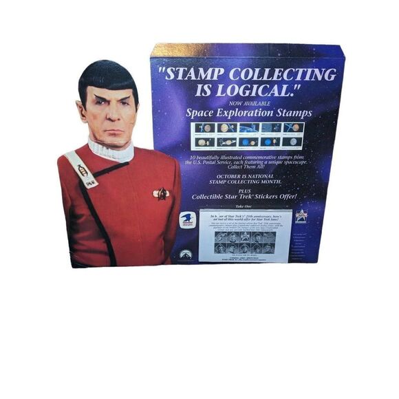 1991 cardboard table top Advertising piece for the USPS. Featuring Spock from St